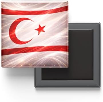Kuzey Kıbrıs - Abstract Efektli Bayrak - Baskılı Kare Buzdolap Magneti