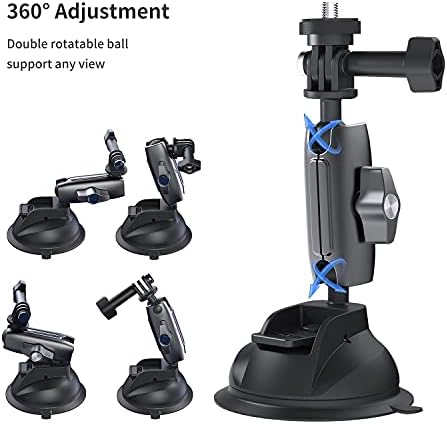 TELESIN Alüminyum Alaşımlı Araç Vantuz Montajı, Hero 13 12 11 10 9 8 DJI OSMO Action 5 Pro 4 3 Insta 360 X5 X4 iPhone Mobil Telefon Kameraları için, Telefon Tutacılı Araç Ön Cam Montajı
