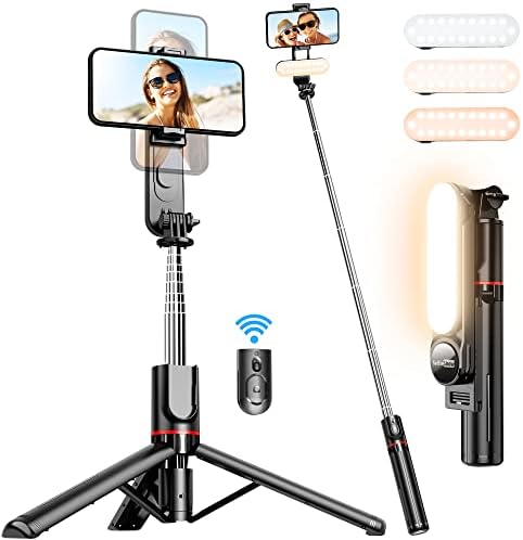 Çıkarılabilir Dolgu Işıklı Sabit Selfie Çubuğu Tripod, iPhone, , , ve Diğer Akıllı Telefonlar için Kablosuz Uzaktan Kumandalı 360 ° Dönebilen Genişletilebilir Cep Telefonu Tripodu - Görsel 3