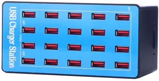 Alternative view of 20 Port USB Şarj İstasyonu, 100W, 5V/20A Çıkış, Masaüstü Çoklu Şarj Ünitesi, Aşırı Akım Korumalı