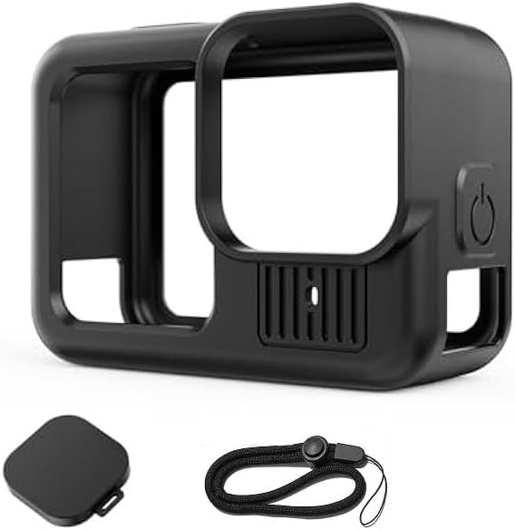 GoPro 13 uyumlu Silikon Koruma Kılıfı Bileklikli soft case Black Siyah