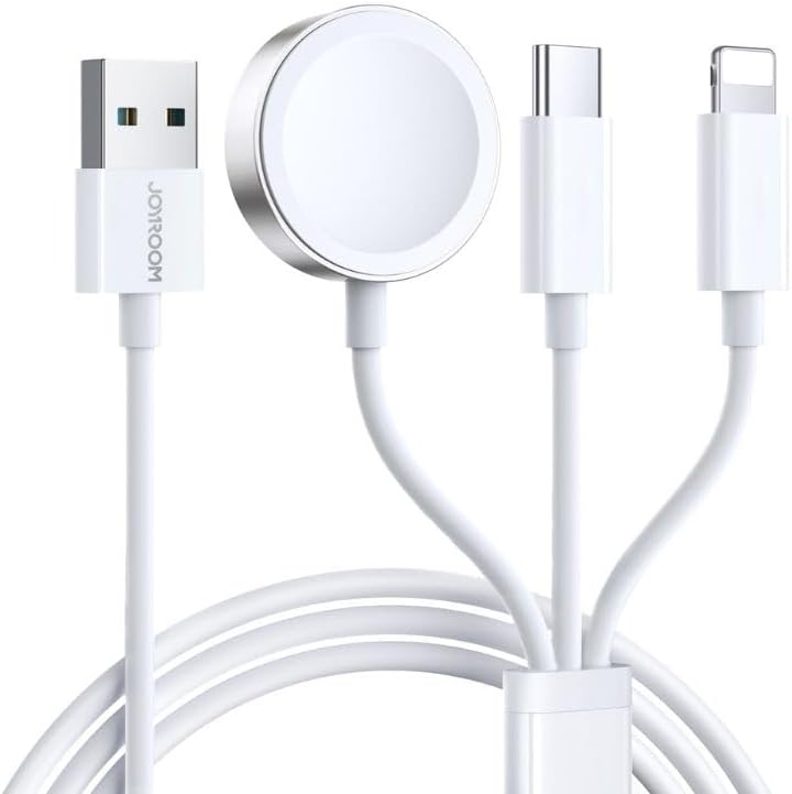 Alternative view of S-IW008 3'ü 1 arada iWatch Manyetik Kablosuz Şarj Cihazı USB-A - 8 Pin, Type-C Hızlı Şarj Kablosu iPhone, Android, iPad için, 1,2 m, Beyaz