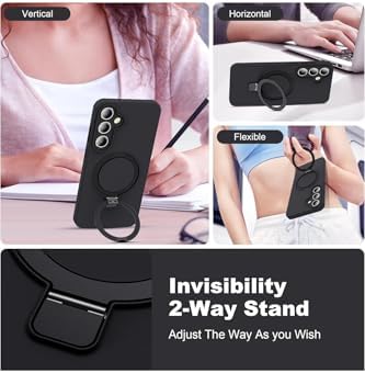 Alternative view of -  Galaxy A36 5G ile uyumlu Kılıf Magsafe ile uyumlu Halkalı Extra Standlı içi Kadife Yumuşak Renkli Silikon Kapak