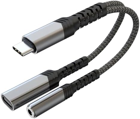 AWINLI USB C - 3,5 mm Kulaklık ve Şarj Aleti Adaptörü, 2'si 1 Arada Aux - USB C Ses Jakı ve PD Hızlı Şarj Adaptörü, iPhone 16 15 Pro Max, Galaxy S24 S23 S22, Piksel, iPad Pro için uygundur - Görsel 3