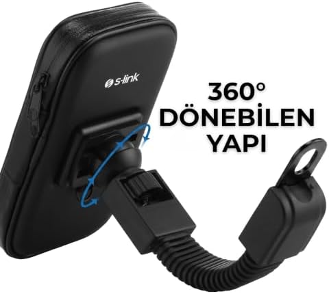 SL-M54 Motosiklet Telefon Tutucu - 360° Dönebilen Ayarlanabilir Başlık, Suya Dayanıklı Fermuarlı Koruyucu Kılıf, Dokunmatik Ekran Uyumlu Evrensel Telefon Tutacağı - Görsel 2