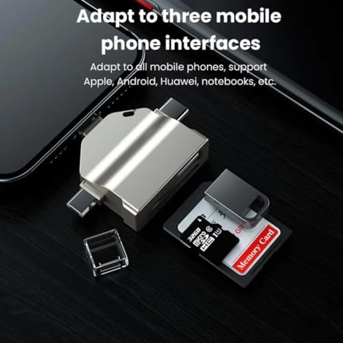 Usb Otg Kart Okuyucu Micro USB Type-C ve Lightning Uçlu Telefon PC Bilgisayar ve Notebook Uyumlu Mikro SD Kart Okuyucu ZR591