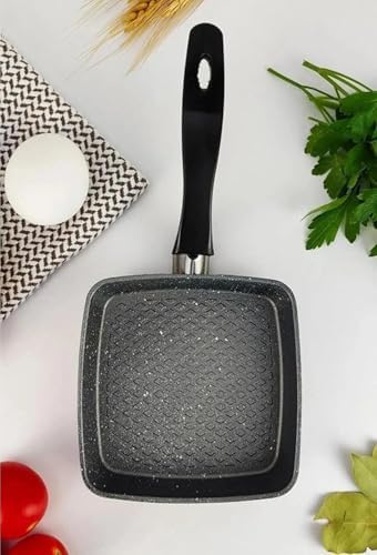 12 cm Granit Sos Tavası – Mini Tereyağı Tavası, Yapışmaz Küçük Tava, Yumurtalık, Sos ve Tereyağı Eritme İçin Tek Kişilik Mutfak Tavası (Kare) - Görsel 3