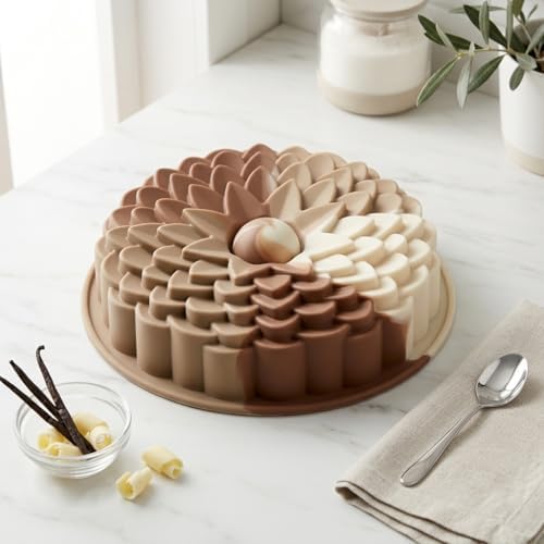 Klasik Dilimli Çiçek Tasarımlı Silikon Kek Kalıbı - Yapışmaz ve Esnek Pasta Kalıbı (22x5 cm, 1 Adet) - Görsel 3