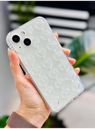 Iphone 13-14 ile Uyumlu Kabartma Balon Kalp Tasarımlı Şeffaf Kılıf