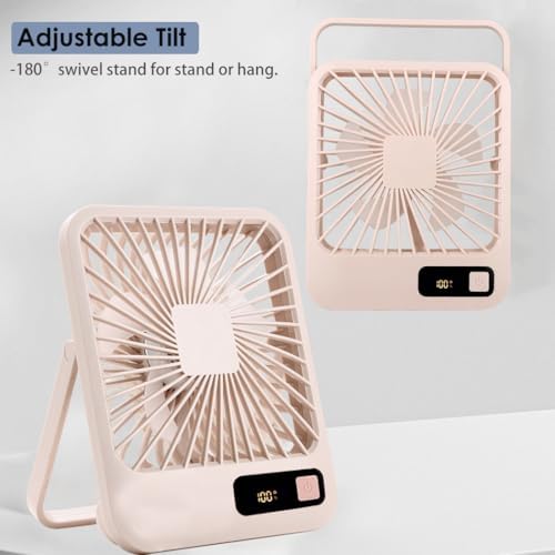 Küçük Masa Fanı, Taşınabilir USB Şarj Edilebilir, 2000mAh Pil ve LCD Ekranlı Eğilebilir Katlanabilir Kişisel Mini Fan, Güçlü Rüzgar, Ultra Sessiz, Ofis, Ev, Kamp için 5 Hız Modu - Görsel 3
