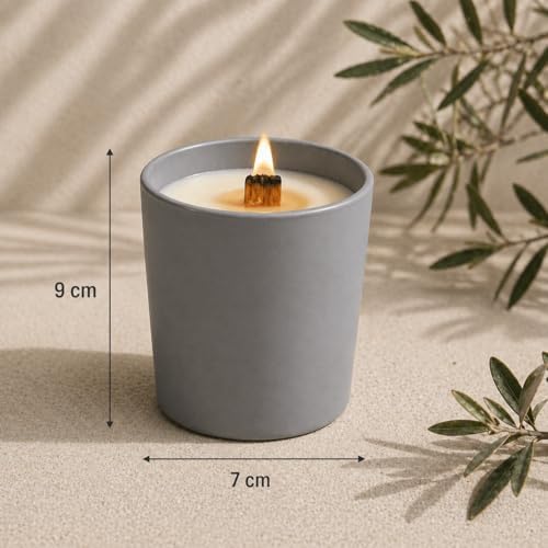 Alternative view of Paçuli Rosemary Kokulu Mum 280 ml - Ahşap Fitil, Gri Buzlu Cam Bardak, Uzun Yanma Süresi, Hediye Kutulu