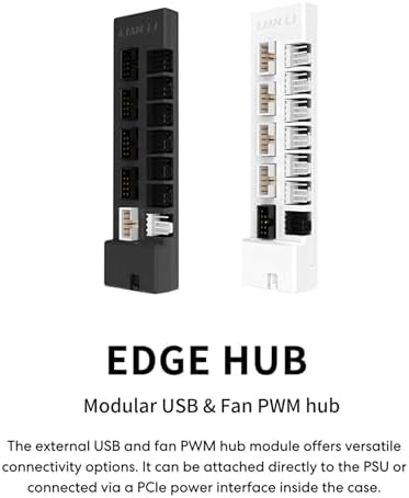 Lian Li Evrensel USB ve PWM Fan Hub, 4 USB Başlıklı Fan Kontrol Cihazı - 6 Fan Bağlantı Noktası - Manyetik Montaj - 5V/4PIN - PSU/Anakart Evrensel Kılıf Uyumluluğu - Beyaz (EG-HUB01W)