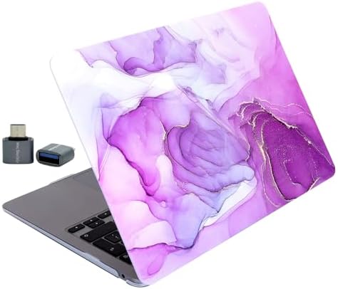 MacBook Pro 13 Mermer Desenli Kılıf A1706 A1708 A1989 A2159 A2251 A2289 A2338 M1 M2 Uyumlu Baskılı Kristal Sert Kılıf Koruyucu Kapak Açık Lila - Görsel 3