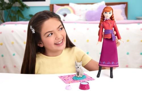 Mattel Karlar Ülkesi Anna Bebek ve Yavru Kurt Figürü, yavru kurdun yatağı ve battaniyesi dahil 4 aksesuar, JFG17 - Görsel 2