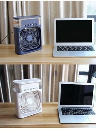 Buzlu Vantilatör Mini Fan 5 Spreyli Su Püskürtmeli 600 ML Buhar Makinesi Nemlendirici Mini Klima Rgb - Görsel 3
