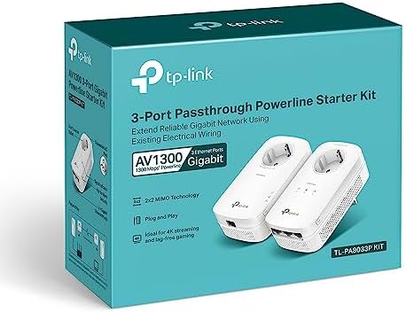 TL-PA8033P KIT, AV1300 3-Port Gigabit Passthrough Powerline Starter Kit