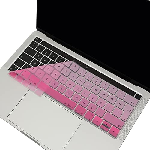 Türkçe Q Keyboard Skin MacBook Pro Touch Bar 13 15 İnç Uyumlu A1706 A1989 A2159 A1707 A1990 | UK ISO Ters L Enter Silikon Klavye Koruma Pembe - Görsel 3