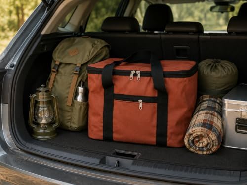 Kiremit Rengi 22 Litre Termal Piknik ve Taşıma Çantası – Su Geçirmez Kumaş, Kalın Yalıtımlı İç Kaplama, 2 Bölmeli Soğuk-Sıcak Tutucu Çanta (39x27x23 cm)