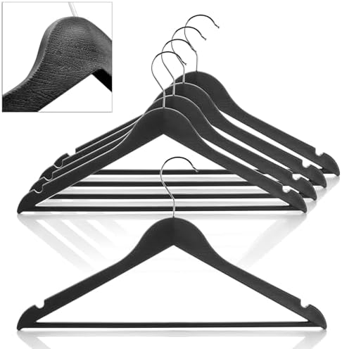 Alternative view of Ahşap Görünümlü Plastik Elbise Askısı (5 Adet) - Kaymaz Omuzlu, Şık ve Dayanıklı Giysi Askıları - Askılık, Dolap ve Gardırop İçin (BEYAZ)