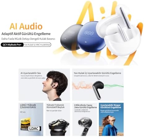 QCY HT10 Ailybuds Pro Plus Adaptif Anc Hi-res Ldac Aı 6 Mikrofon Bluetooth 5.3 Kablosuz Kulaklık Mor - Görsel 2