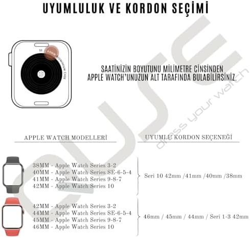Örgü Kordon, Apple Watch Series 11,10,9,8,7,6,5,3,SE,SE2,SE3 ile Uyumlu, Ayarlanabilir, 42mm/41mm/40mm/38mm ve 46mm/45mm/44mm/49mm