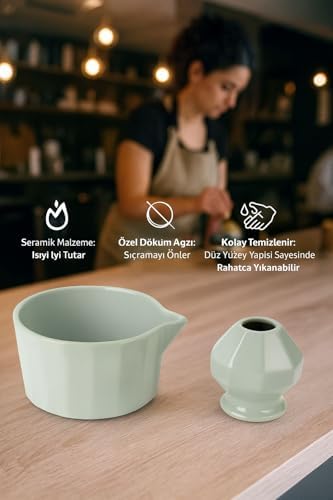 Seramik Chawan Matcha Çayı Köpürtme Kasesi ve Whisk Matcha Tutucu mt247