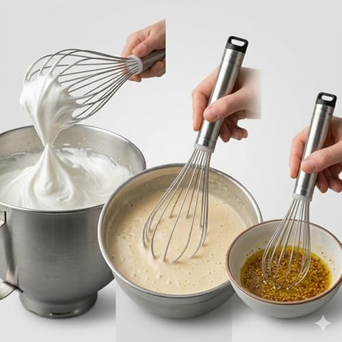 3’lü Paslanmaz Çelik Çırpıcı Seti - (22cm, 26cm, 32cm) Ergonomik Saplı Yumurta ve Sos Çırpma Teli - Mutfak El Tipi Mikser Seti - Görsel 3