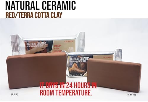 Seramik KİL Hamuru, KIRMIZI Terra/Cotta 500 gr Fırınlamaya Gerek Olmayan Güzel Sanatlar Figür heykel Modelleme Oyun ve Montessori sınıfları için toksik olmayan doğal Kil - Görsel 2