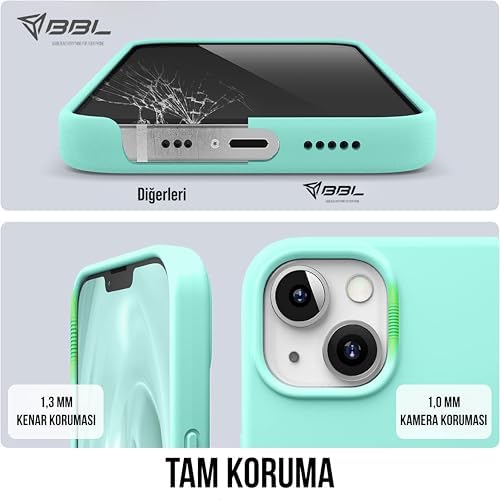 iPhone Kılıf İnce Sıvı Silikon 3 Katmanlı Tam Kaplamalı Yumuşak Jel Kauçuk Kılıf Kapak, Turkuaz (iPhone 15 Plus12) - Görsel 3