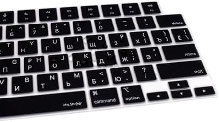 MacBook Rusça Klavye Koruyucu US Amerikan Enter M1-M5 | A2681 A3113 A3240 A3449 A2941 A3241 A2442 A2779 A2992 A2485 A2991 | Russian Keyboard Cover Touch ID Siyah - Görsel 3