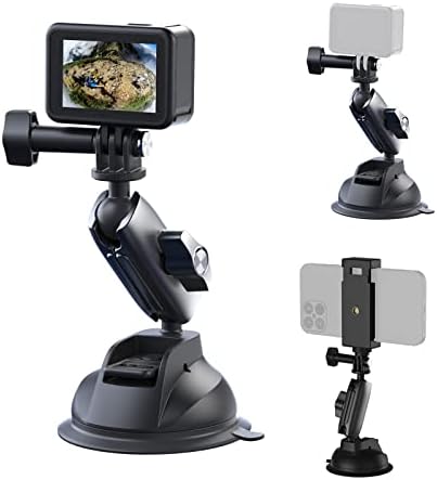 Alternative view of TELESIN Alüminyum Alaşımlı Araç Vantuz Montajı, Hero 13 12 11 10 9 8 DJI OSMO Action 5 Pro 4 3 Insta 360 X5 X4  iPhone Mobil Telefon Kameraları için, Telefon Tutacılı Araç Ön Cam Montajı