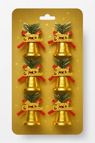 Alternative view of 6 Adet Lüx Yılbaşı Ağacı Süslemeleri Zilleri Yılbaşı Süsleri Yılbaşı Ağacı Süsü Gold