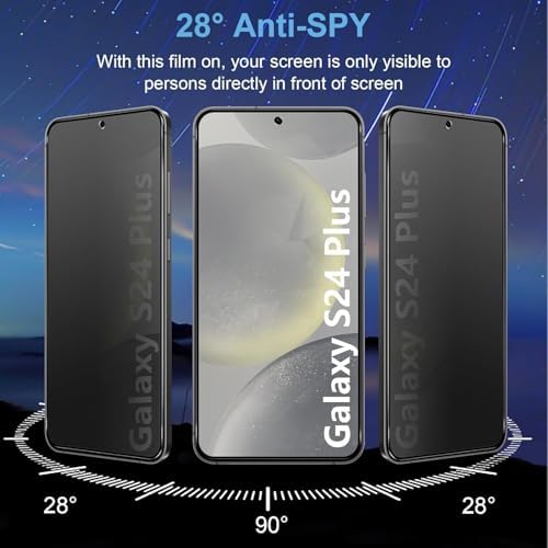 Galaxy S24 Plus için Privacy Temperli Cam – 2 Adet - Yanlardan Siyah Görünüm, Kavisli Kenar, Parmak İzi Azaltıcı, Ultra İnce 0.3mm, Hassas Kesim - Görsel 3