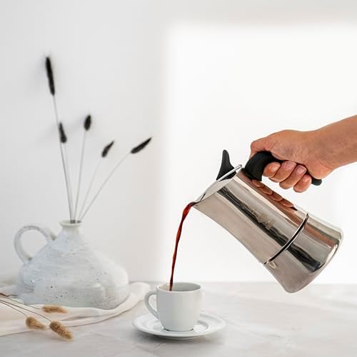 Alternative view of - Moon Exclusive: 4 Cups Ocak Üstü Espresso Pişirici - 170ml - Gümüş Renk - Paslanmaz Çelik Gövde - Patentli Güvenlik Valfi - Tüm Ocak Türleri İçin Uygundur (İndüksiyon Dahil)
