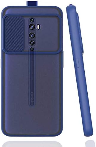 Oppo Reno 2Z ile uyumlu Kılıf Slayt Sürgülü Arkası Buzlu Lensi Kapak - Lacivert