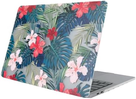 MacBook Air 13 İnç Kılıf A1369 A1466 Uyumlu Çiçek Desenli Hard Case Sert Koruyucu Kapak Printed Floral Laptop Kılıfı 2010-2017 Yeşil