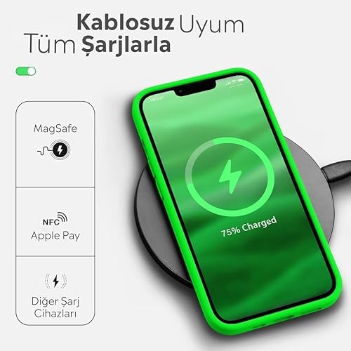 Alternative view of iPhone Kılıf İnce Sıvı Silikon 3 Katmanlı Tam Kaplamalı Yumuşak Jel Kauçuk Kılıf Kapak (Fosfor Yeşil, iPhone 11)