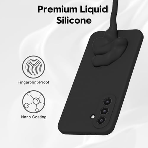 Galaxy A37 için Kılıf Liquid-Silicone 360° Koruma Sağlayan Kamera Yükseltili İçi Süet Dokulu A37 Kılıf Darbelere Dayanıklı TPU Yumuşak Dokulu A37 Koruyucu Kılıfı (Siyah) - Görsel 2