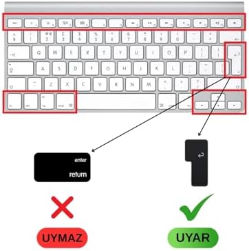 Apple Magic Keyboard A1314 A1243 Türkçe Q Uyumlu Klavye Koruyucu – UK İngilizce ISO Ters L Enter Silikon Kaplama Ultra İnce Kaymaz Toz ve Sıvı Koruma Keyboard Cover Siyah - Görsel 3