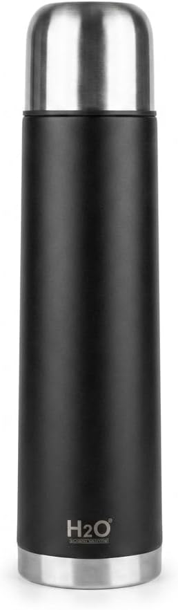 Paslanmaz Çelik Termos Matara - 1000 ML (1 Litre) Kapasiteli, Siyah Isı Yalıtımlı Çelik Suluk (4-6 Saat) - Görsel 3