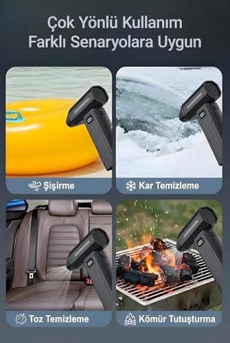 Alternative view of Turbo Jet Fan X8 - Çok Amaçlı Yüksek Güçlü El Fanı - 5 Kademeli Hız Ayarı, USB-C Şarjlı, LED Aydınlatma - Bilgisayar Toz Temizleme, Mangal Yakma ve Dış Mekan İçin Güçlü Hava Üfleyici (X8)