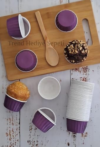 50'li Mor Muffin Kek Kalıbı, Kek Kapsülü Cupcake Kalıbı, Airfryer Uyumlu - Görsel 2
