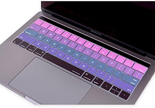 US İngilizce Klavye Koruyucu MacBook Pro 13 15 Touch Bar Uyumlu A1706 A1989 A2159 A1707 A1990 | Amerikan Düz Enter ANSI | Silikon Keyboard Cover Pembe Mavi - Görsel 3