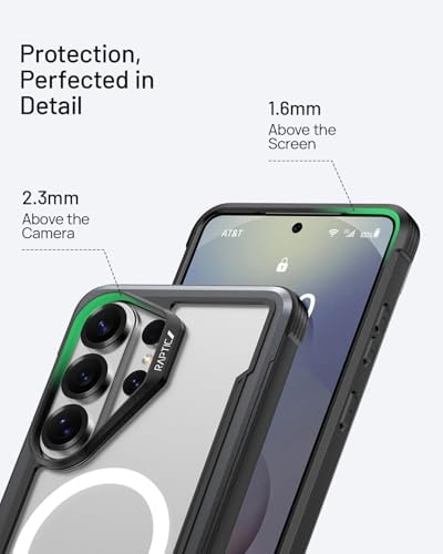 Alternative view of RAPTIC  Galaxy S26 Ultra Kılıf, MagSafe ile Uyumlu Kalkan Kılıf, [23FT Mil-Grade Düşme Koruması], Dayanıklı Eloksallı Darbeye Dayanıklı Alüminyum Çerçeve İnce Galaxy S26 Ultra Kılıf, Siyah