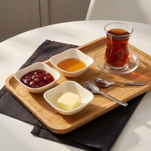 Şık Tasarımlı 3’lü Krem Sunum Kasesi – 10 cm Kare Form, Servis ve Kahvaltılık Kase Seti - Görsel 3