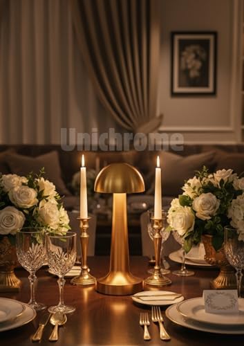 Alternative view of Lizbon 3 Işık Renkli Şarjlı Dim Edilebilir Masa Lambası Gold