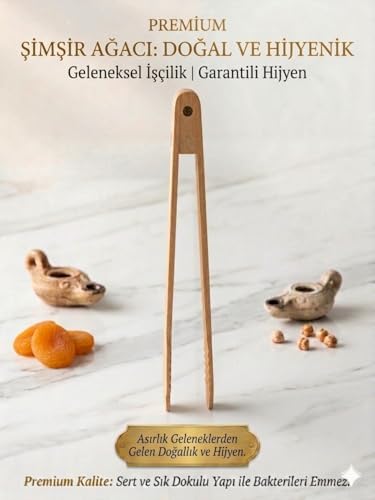 Premium Şimşir Ağacı Maşa, Doğal ve Hijyenik, Geleneksel İşçilik, Bakterileri Emmez