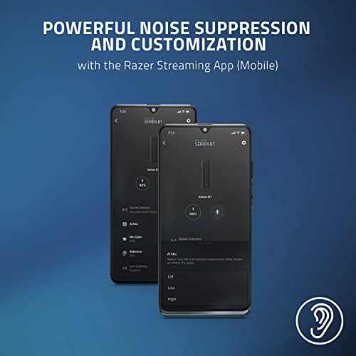 Razer Seiren BT Bluetooth mikrofon Android cihazlar için, mobil/PC akışı, klipsli tasarım, kablosuz yaka yaka, çok yönlü mikrofon, 2 rüzgar çorabı, 3,5 mm bağlantı noktası, vlog kaydı için ideal