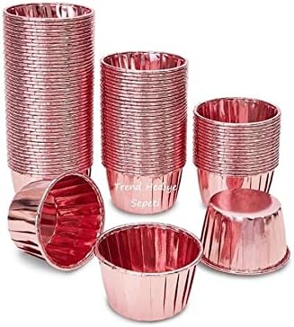 25'li Rose Gold Parlak Pembe Muffin Kek Kalıbı, Kek Kapsülü Cupcake Kalıbı, Airfryer Uyumlu - Görsel 3