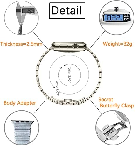 Alternative view of Paslanmaz Çelik Metal Bağlantılı Bileklik Apple Watch Serisi 11/10/9/8/7,Ultra 3/2/1,SE 3/2/1 [2025] ile Uyumlu